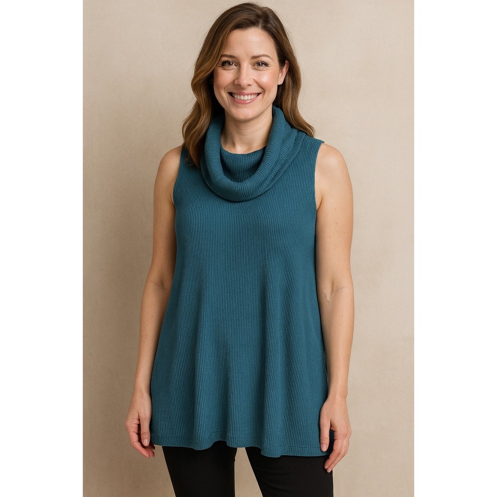Vanessa Virginia Anthropologie‎ Womens Green Sleeveless Turtleneck Sweater XL